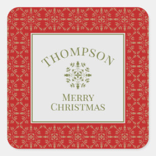 Sticker Carré Élégant Simple Holiday Snowflake Classic Motif