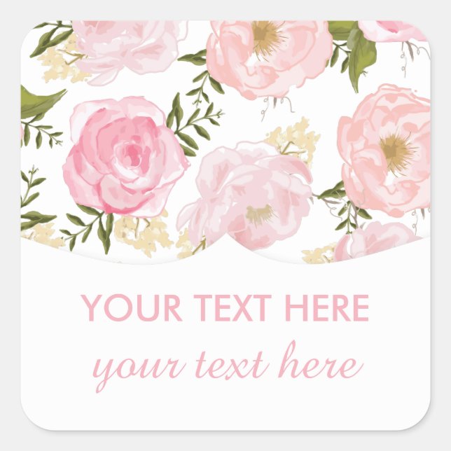 Sticker Carré Elegant Vintage Pink Roses (Devant)