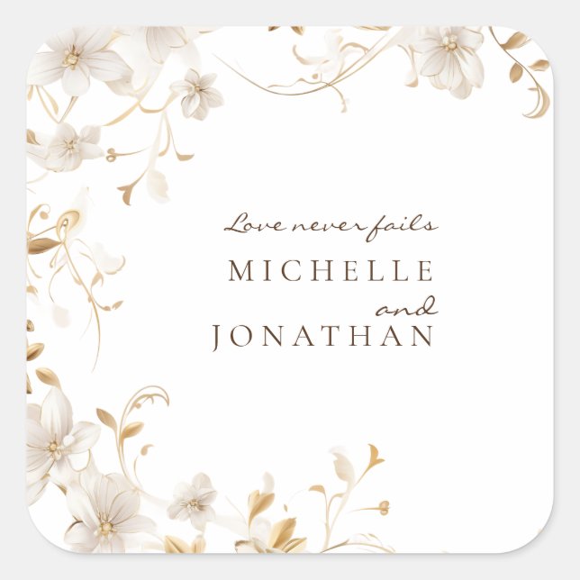Sticker Carré Élégante Bible Florale Blanche Verse Mariage moder (Devant)