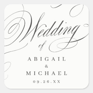 Sticker Carré Elégante calligraphie classique vintage mariage fa
