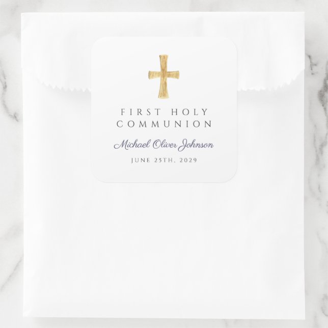 Sticker Carré Elégante Croix Bleue de la Marine Boy Première com (Sac)