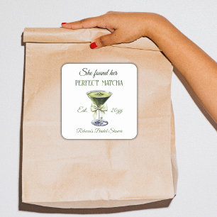 Sticker Carré Élégante Elle a Trouvé Son Matcha Parfait pour la 