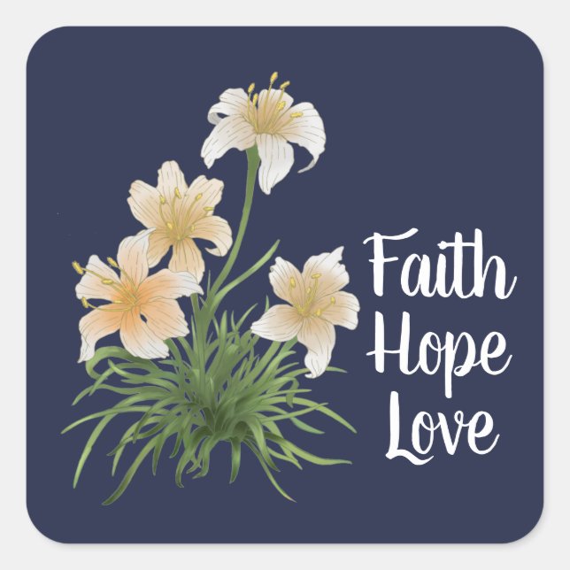 Sticker Carré Elégante Foi Marine Hope Love Lily Fleurs Pâques (Devant)
