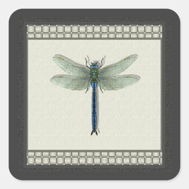 Sticker Carré Élégante libellule bleue (Devant)