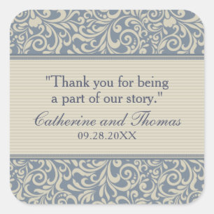 Sticker Carré Elégante Mariage Motif de couleur bleue et beige