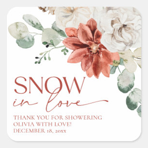 Sticker Carré Élégante neige rouge dans l'amour hiver douche de