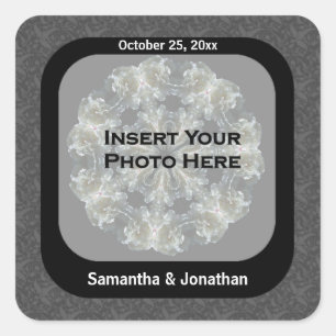 Sticker Carré Élégante Photo de Mariage Personnalisée avec Motif