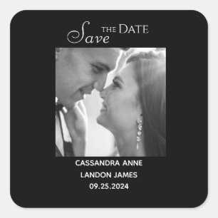 Sticker Carré Élégante Photo Noir Chic Typographie Élégante