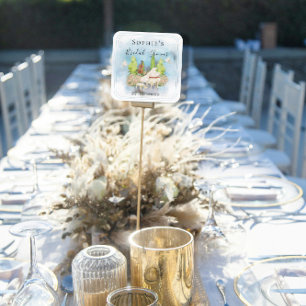 Sticker Carré Elégante Piano Violon Doves fleurs Fête des mariée