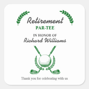 Sticker Carré Elégante Retraite Golf Club Wreath Theme Party