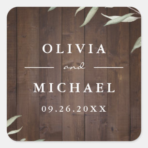 Sticker Carré Élégante verdure grange bois comté mariage rustiqu