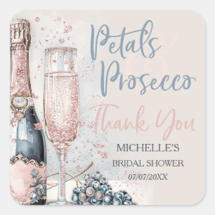 Sticker Carré Élégants pétales et le parquet Boho Blush Merci