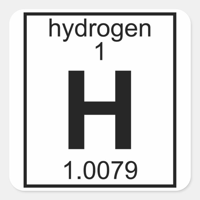 Sticker Carré Élément 001 - Hydrogène (plein) (t) (Devant)