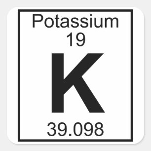 Sticker Carré Élément 019 - K - Potassium (plein)