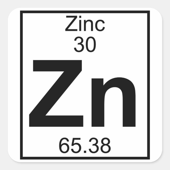 Sticker Carré Élément 030 - Zn - zinc (plein) (Devant)