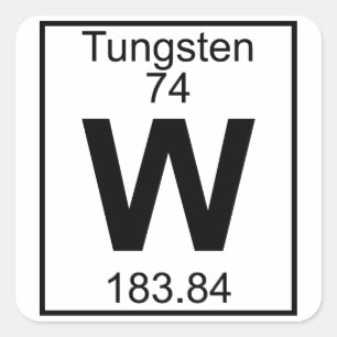 Sticker Carré Élément 074 - W - Tungstène (plein)