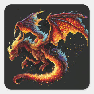 Sticker Carré Élément de tir de dragon