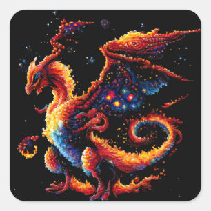 Sticker Carré Élément de tir de dragon
