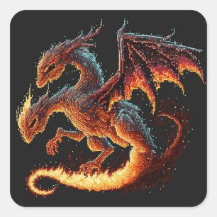 Sticker Carré Élément de tir de dragon