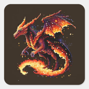 Sticker Carré Élément de tir de dragon