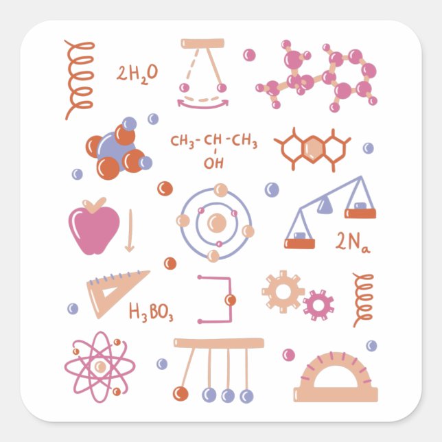 Sticker Carré Éléments de physique (Devant)