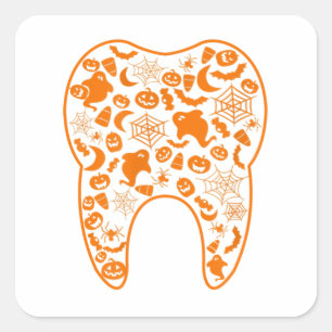 Sticker Carré Eléments Halloween en dentition dentaire