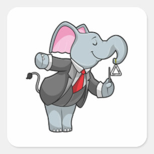 Sticker Carré Eléphant à la musique avec Triangle