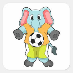 Sticker Carré Eléphant au sport de football