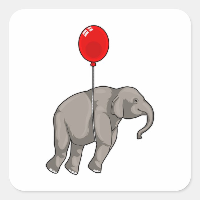 Sticker Carré Eléphant avec ballon (Devant)