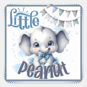 Sticker Carré Eléphant bleu doux - Petite cacahuète
