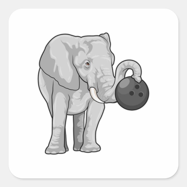 Sticker Carré Éléphant de bowling (Devant)