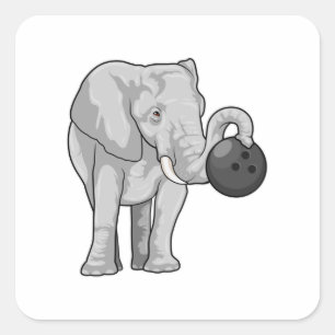 Sticker Carré Éléphant de bowling