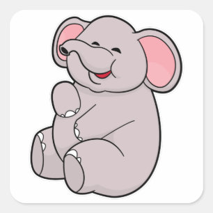 Sticker Carré Eléphant drôle
