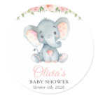 Eléphant, Fleurs d'aquarelle rose, Baby shower