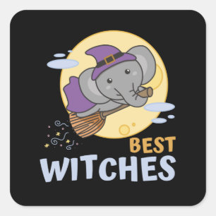 Sticker Carré Elephant Halloween sorcière enfants sorcières meil