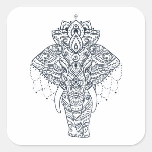 Sticker Carré Eléphant inspiré
