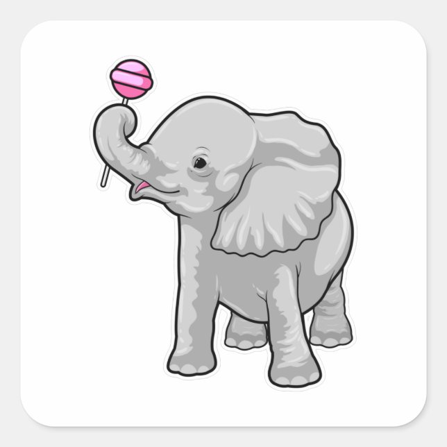 Sticker Carré Eléphant Lollipop (Devant)