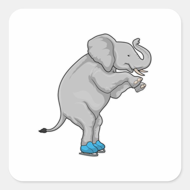 Sticker Carré Elephant Patinage sur glace Patins sur glace (Devant)