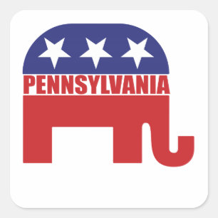 Sticker Carré Eléphant républicain de Pennsylvanie