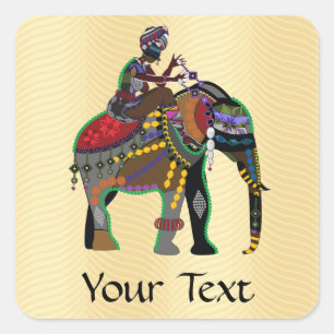 Sticker Carré Elephant Rider