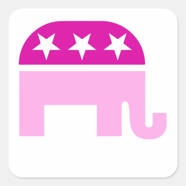 Sticker Carré Eléphant rose républicain (Devant)