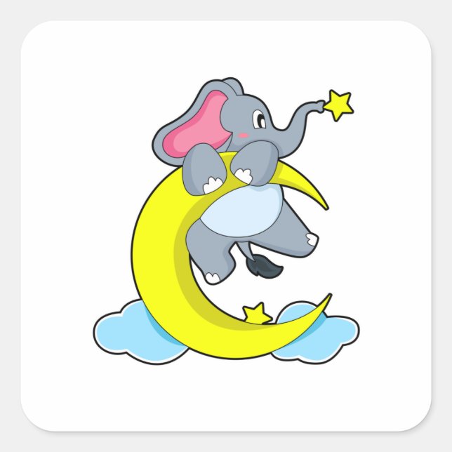 Sticker Carré Eléphant sur les nuages (Devant)