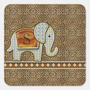Sticker Carré Elephant Walk Monogram Cheetah ID390