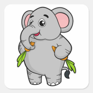 Sticker Carré Eléphants aux carottes