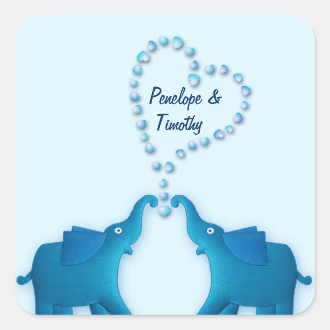 Sticker Carré éléphants bleus (Devant)