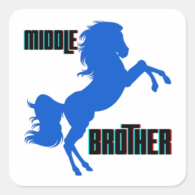 Sticker Carré Élevage du cheval du frère moyen (Devant)