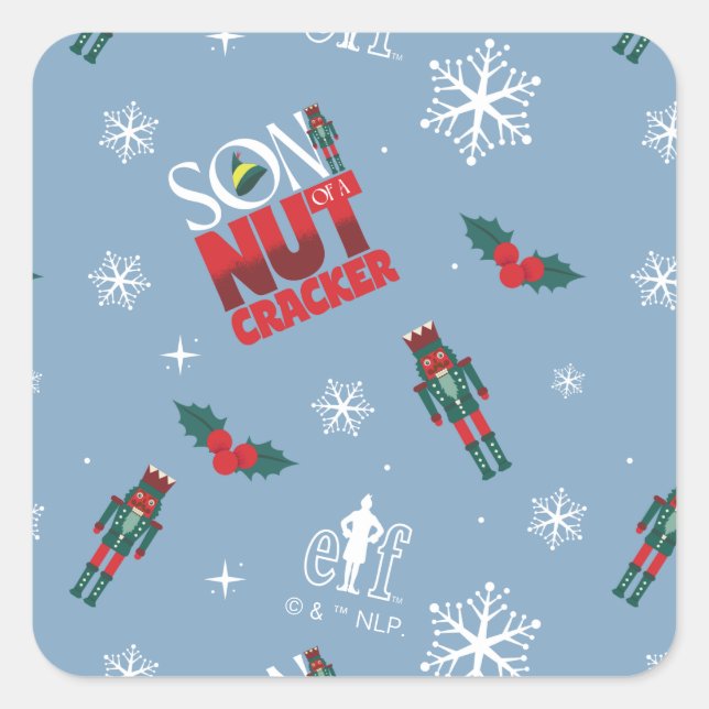 Sticker Carré Elf "Fils d'un Noisette" Motif d'hiver (Devant)