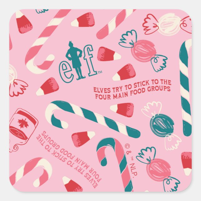 Sticker Carré Elf Holiday Candy Motif (Devant)