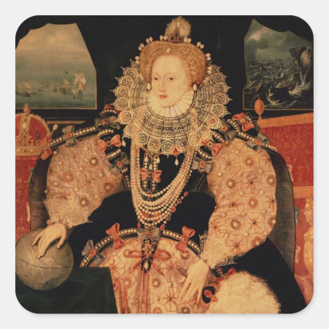 Sticker Carré Elizabeth I, portrait d'Armada, c.1588 (Devant)