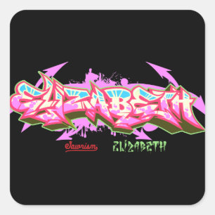 Sticker Carré Elizabeth nommé dans le graffiti-Autocollant